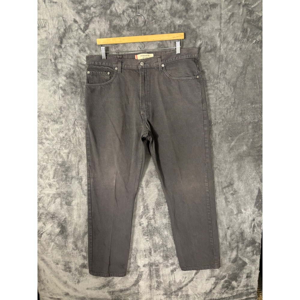 Levis 505 Regular Fit Jeans Mens 36x32 Charcoal Gray Straight Leg Denim Pants